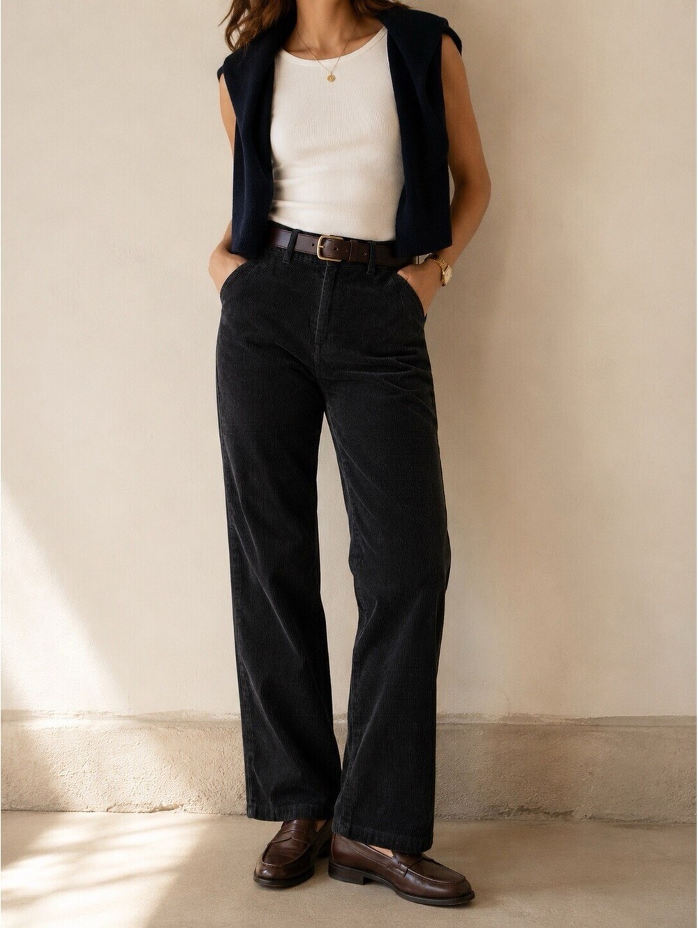 Vintage Woolrich Black Corduroy Pants Womens 10 High Rise Straight Leg Cotton